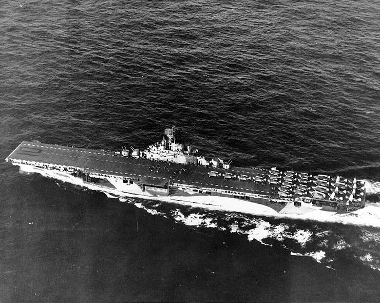 Black and white photo of the USS Yorktown back in the day