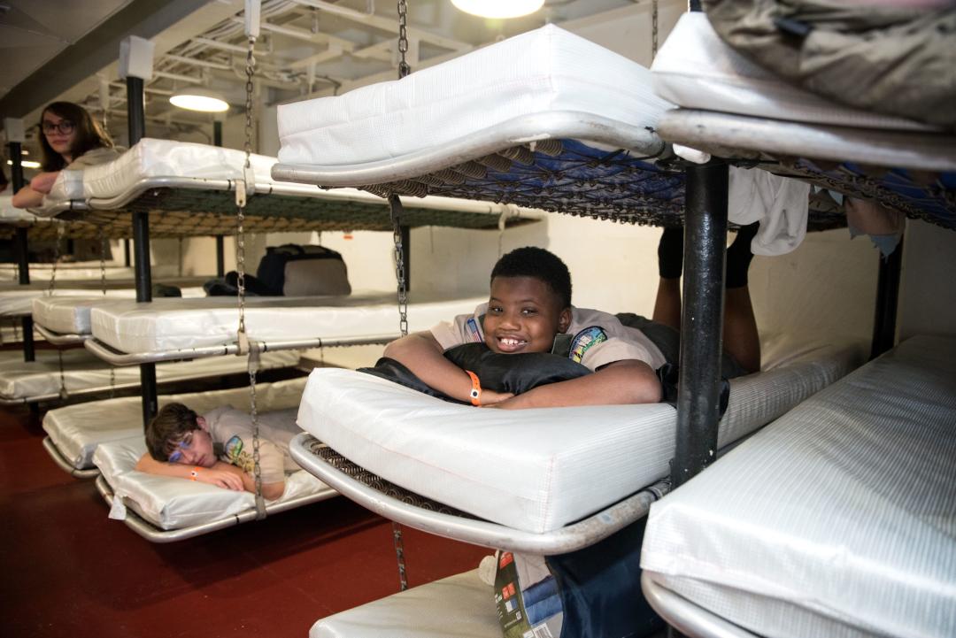 Kids on the bunks for Operation Overnight